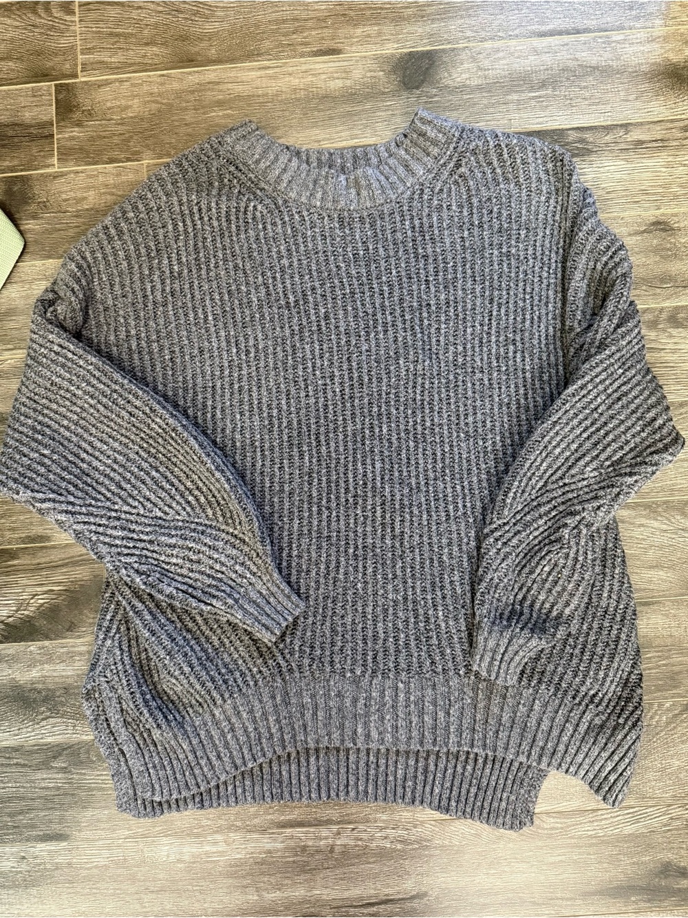 American Eagle Cozy Ribbed Crewneck Sweater - Gray